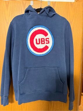 Red Jacket Navy Crewneck Hoodie with Red & White Chicago Cubs Patch